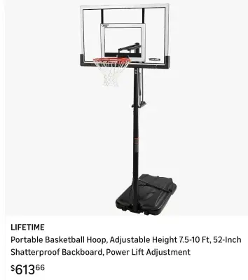 Lifetime 52” steel framed shatterproof backboard