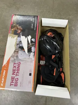 used Easton medium helmet, small chest guards, and leg guards for softball