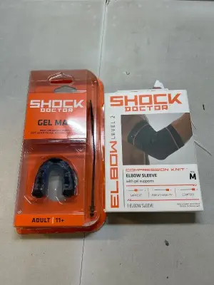 shock doctor, elbow sleeve and mouthguard