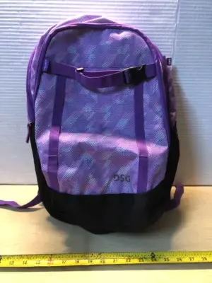 Purple DSG backpack with helmet spot and spot for bats