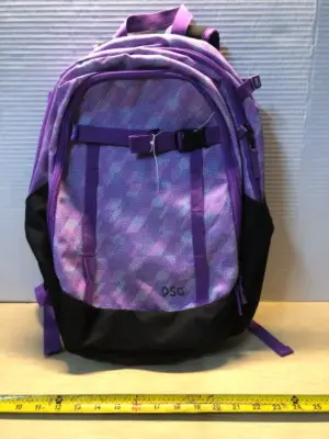 Purple DSG backpack spot for helmet and bats