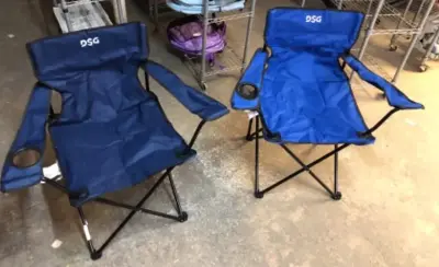 2pc DSG folding chairs (cup holder broke )