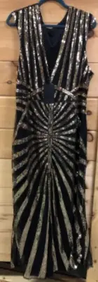 Fundaisy timeless elegance size 3XL black and gold dress