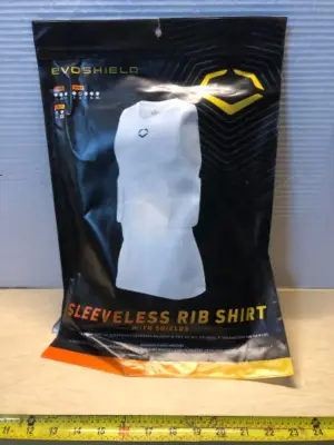 Adult medium black sleeveless rib shirt with shields