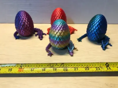 3D printed dragon and egg set 4 dragons 4 eggs