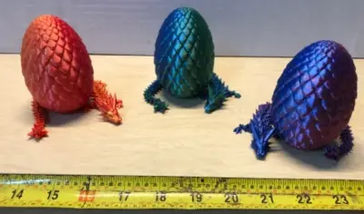 3 D printed dragons and eggs 3 dragons 3 eggs