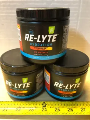 3 tubs Re-Lyte hydration dietary supplement exp:7/30