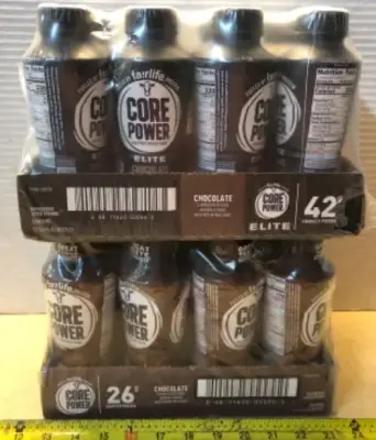 2 packages 12 bottles each core power elite chocolate and chocolate protein shake exp:5/15/26