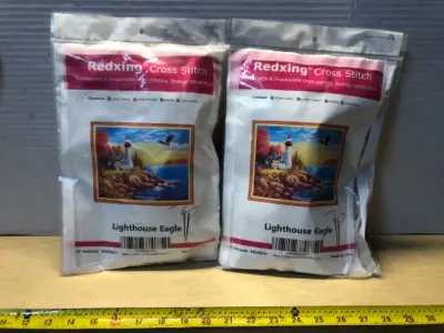 2 packages cross stitch light house and eagle kit
