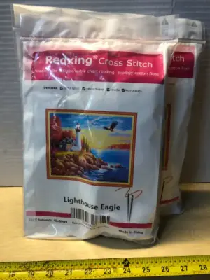 3 packages cross stitch lighthouse and eagle kit