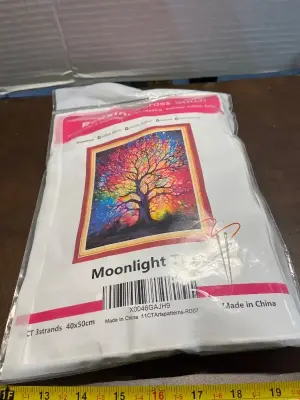 cross stitch moonlight tree