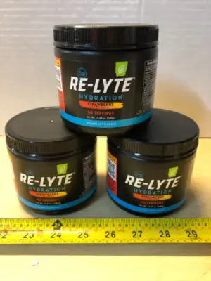 3 tubs Re-Lyte hydration dietary supplement exp:7/30