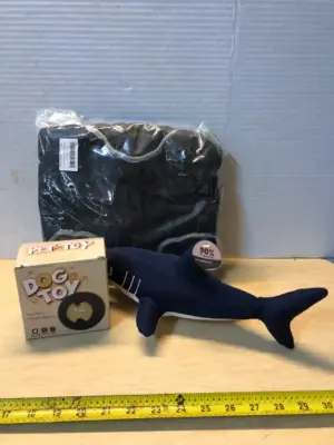 2 dog toys and a 3XL dog vest