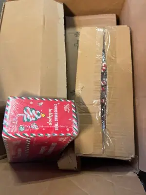 box of christmas decorations