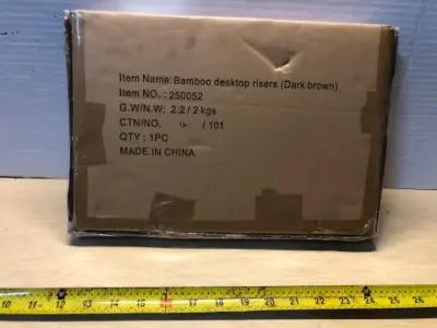 Bamboo desktop riser dual monitor stand