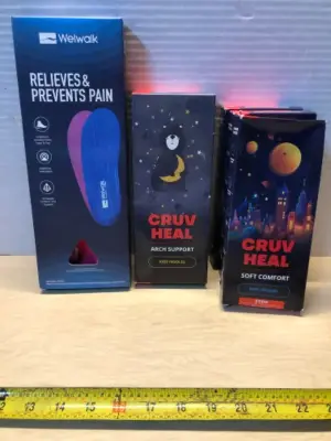 Welwalk insoles size men’s 7-7.5 women 9-9.5, kids size large arch support , 3 boxes size large soft comfort kids insoles