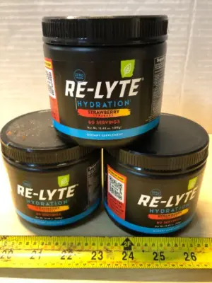 3 tubs Re-Lyte hydration dietary supplement exp:7/30