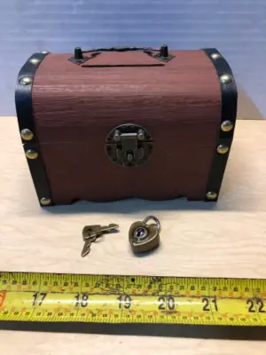 Vintage wooden box with lock and key