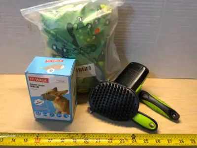 Dog mask, XXXL dog rain coat, dog brush set
