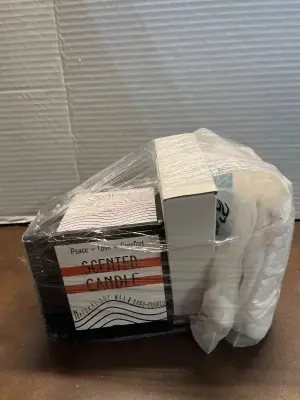 2ct towel wrap , scented candle , aloe