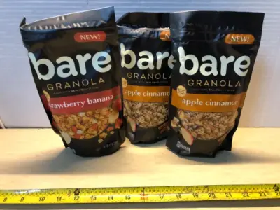 11oz bare granola strawberry banana, 2 bags 11oz bare granola Apple cinnamon exp:3/22/26