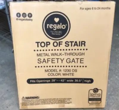 Top of stair metal walk thru safety gate 28-42” wide 30.5” high