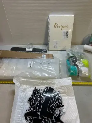 Halloween magnets, recipe book, bathmat, hair, extension, rack, hanger, chip clips