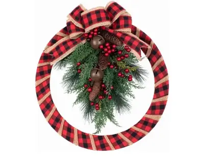Haute Decor 18 Inch Round Homespun Christmas Wreath