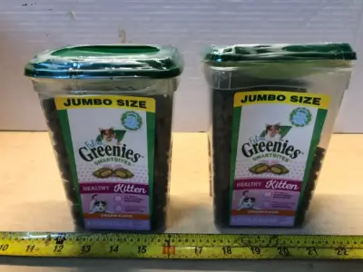 2 tubs 16oz feline greenies smart bite’s healthy kitten exp:5/26