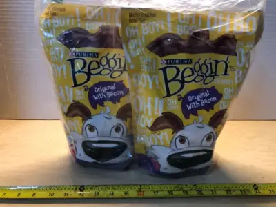 2 bags 1LB each beggin strips exp:5/27