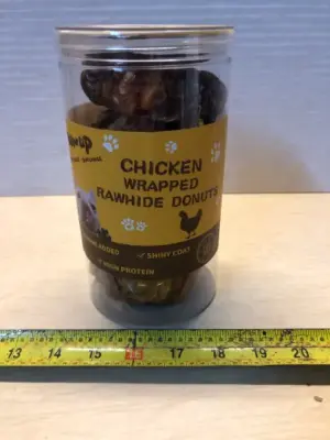 12.5oz chicken wrapped rawhide donuts exp:4/17/27