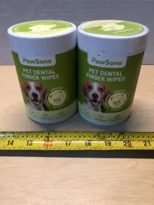 2 tubs pet dental finger wipes
