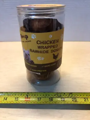 12.5oz chicken wrapped rawhide donuts exp:4/17/27