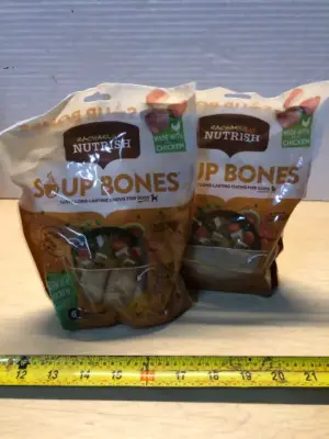 2 bags 12.6oz each soup bones dog chews exp:5/23/26
