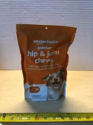 23.28oz Amazon basics hip and joint dog chews exp:5/31/26