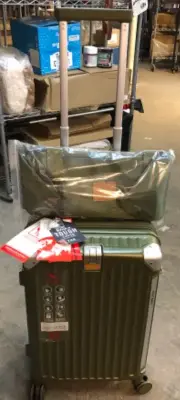 Joyway combo lock suitcase with charging port , cup holder and extra duffle bag