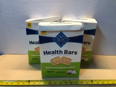 3 boxes 3.5lbs each blue buffalo health bars dog treats exp:6/5/26