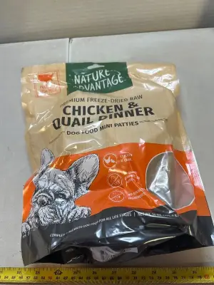 14 ounces of freeze dried raw chicken and quail dinner