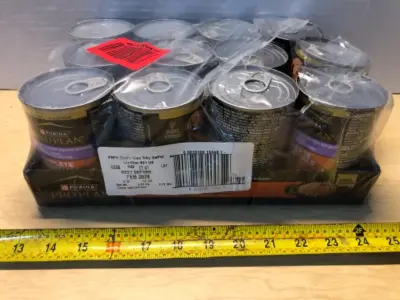 12 cans purina pro plan dog food exp:2/28
