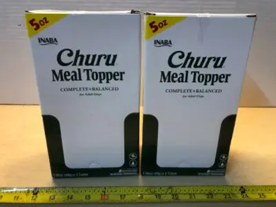 2 boxes 5oz each churu meal topper dog food exp:5/14/26