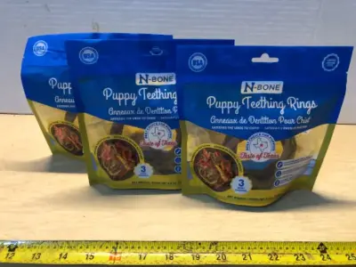 3 bags 3.6oz puppy teething rings exp:5/22/26