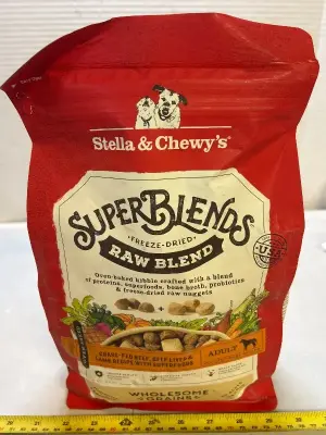 two bags of super blend freeze dried raw blend kibble