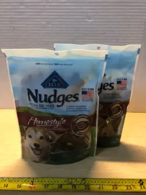 3 bags 12oz each blue nudges natural dog treats exp:2/25/26