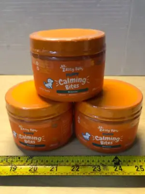 3 tubs 90 chews each calming bites for dogs exp:11/2026