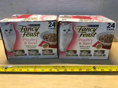 2 boxes 24ct s each fancy feast cat food exp:1/28