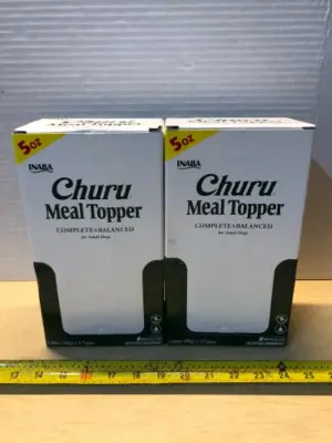 2 boxes 5oz each Churu meal topper for dogs exp:5/14/26