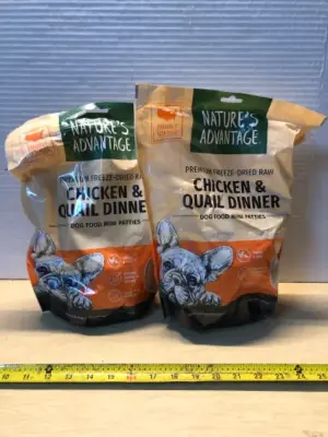 2 bags 14oz natures advantage freeze dried dog food exp:5/6/26