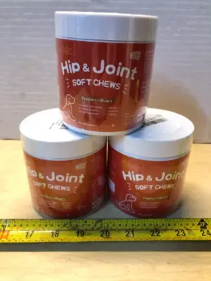 3 tubs 120 chews each hip and joint dog chews exp:8/23/26