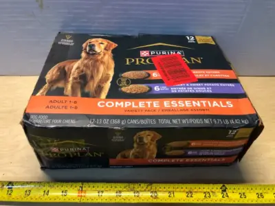 12 cans purina pro plan complete essential dog food exp:12/27