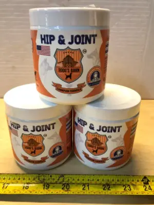 3 tubs 9oz each hip and joint dog chews exp:6/27